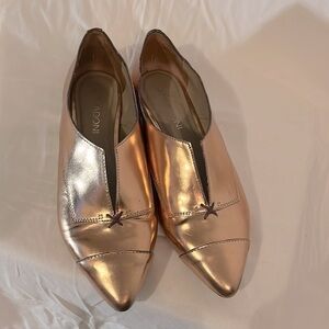 Jay Adoni Vero Cuoio Rose Gold Leather Slip On Pink Pointed Toe Flat W size 7.5